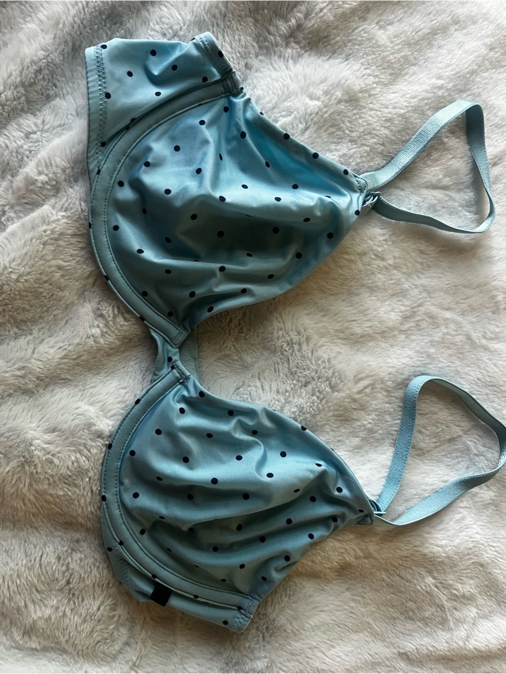 Victoria's Secret Bra 34B Unlined Demi Blue Polka Dot Underwire